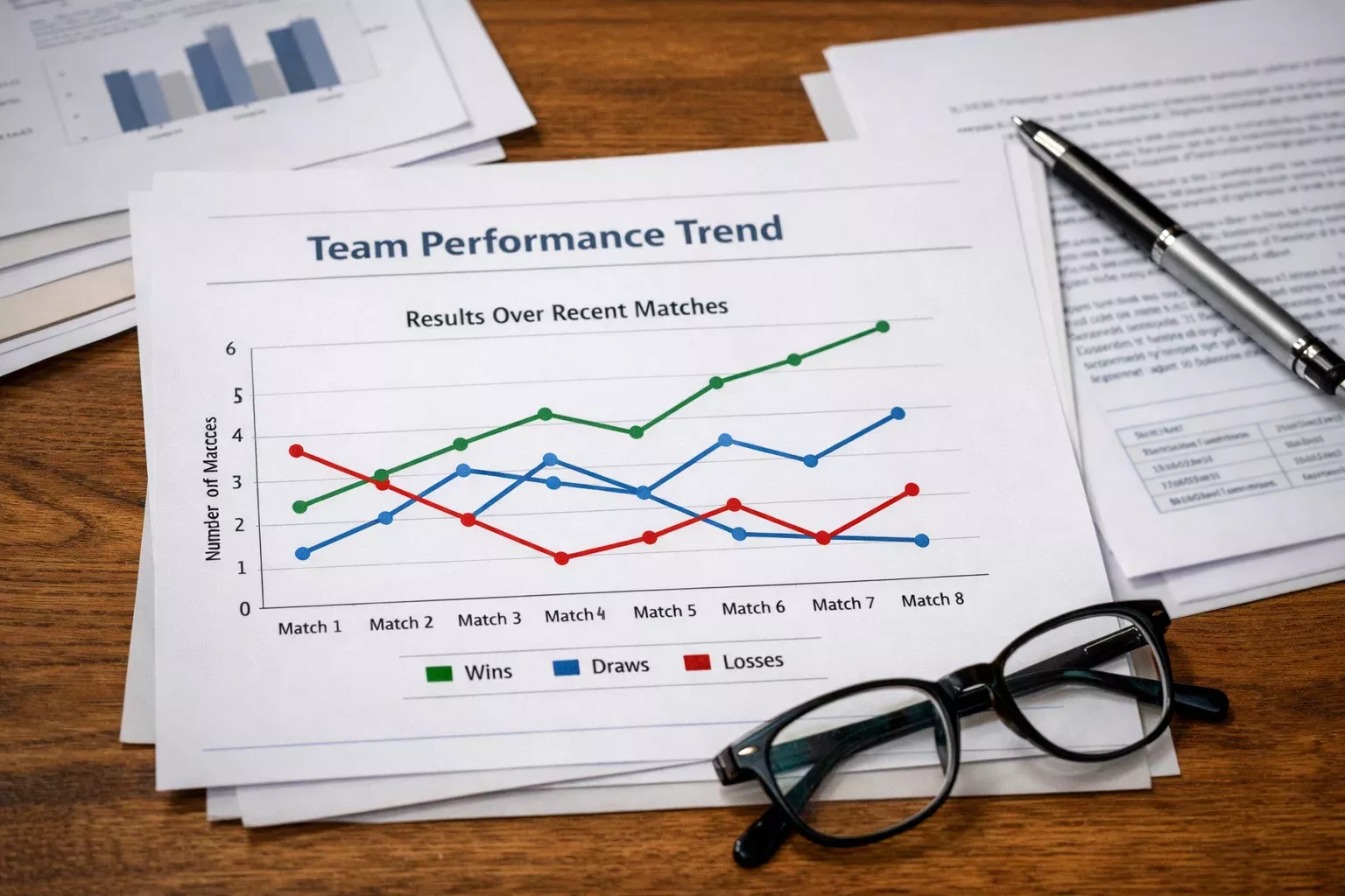 Grafico con trend delle ultime partite di una squadra