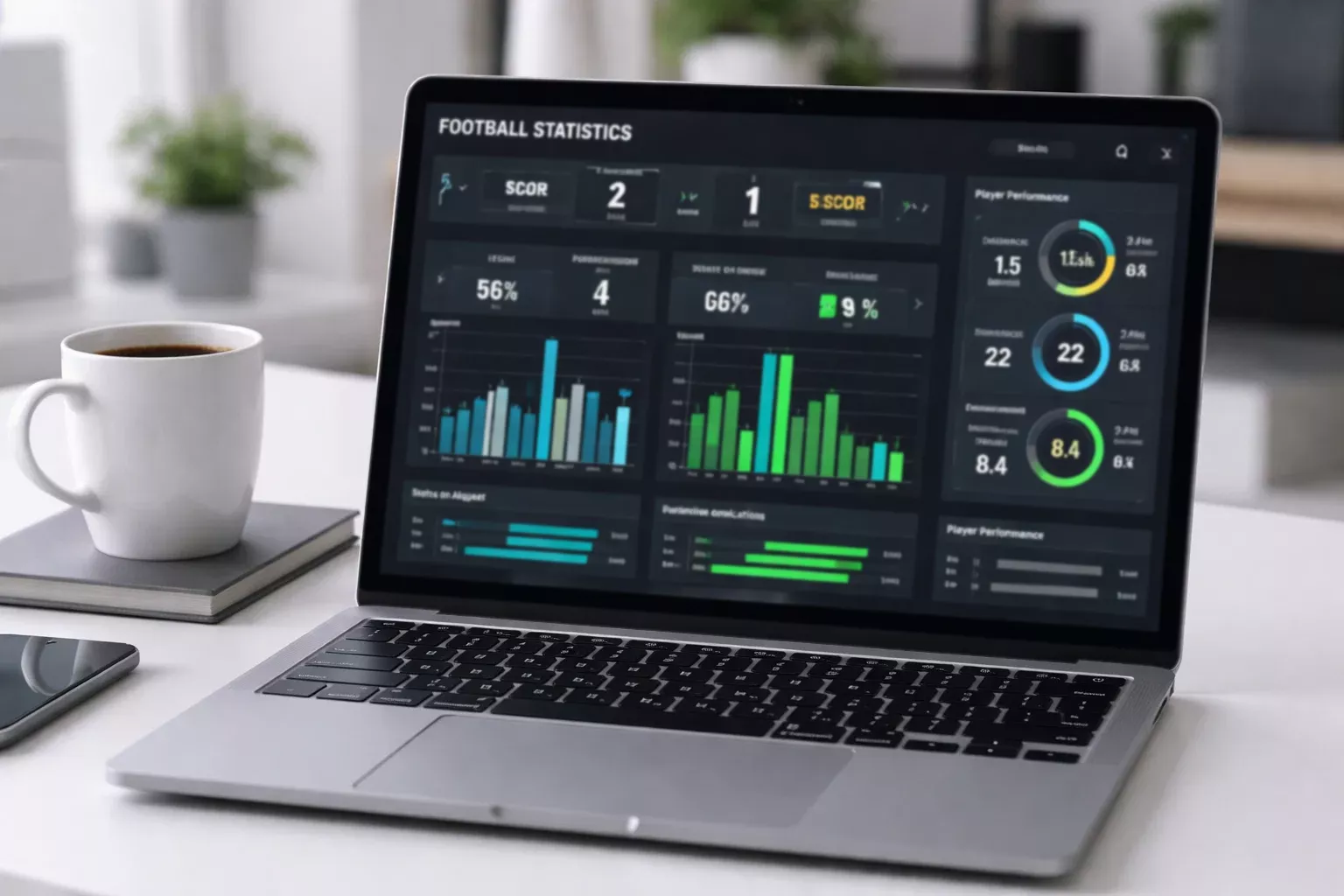 Dashboard con statistiche specifiche di partite calcio
